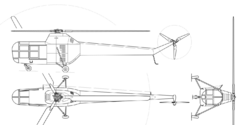 Yakovlev Yak-100 3-view line drawing.svg