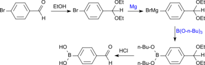 Synthese von 4-Formylphenylboronsäure nach Nöth