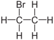 Skeletal formula of bromoethane with all explicit hydrogens added