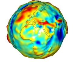 Image of globe combining color with topography.