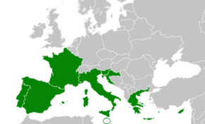 Map of Europe indicating the member countries of the Med Group