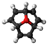 Ball-and-stick model of the oxatriquinacene cation