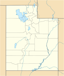 A map of Utah showing the location of Adobe Rock