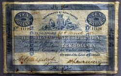 10 dollar note, Oriental Bank Corporation, Singapore, 1885. On display at the British Museum in London.jpg