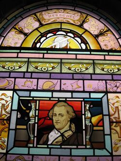 Detail of Stained Glass window depicting William Herschel, Coats Observatory, Paisley.jpg