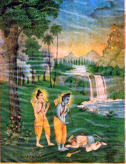 Hanuman meets Sri Rama in Forest.jpg