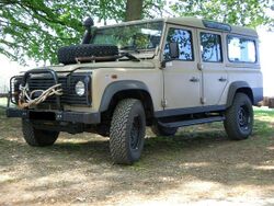 Land Rover Defender 110 (maybe former UN vehicle).JPG