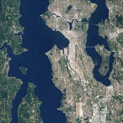 Satellite image of Seattle city.