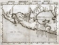 Black-and-white map depicting New Spain, in modern-day Northern and Central America