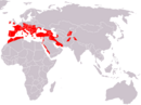 In Europe, North Africa, Asia Minor, Kashmir, Iran, Iraq, Arabian Peninsula, and East Africa