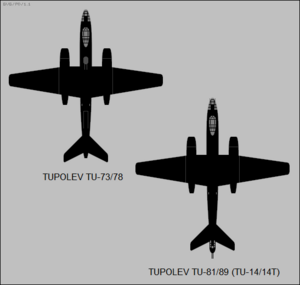 Tupolev Tu-73-Tu-78 and Tu-81-Tu-89 (Tu-14) top-view silhouettes.png