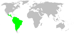 Map showing distribution of Senoculidae in Central and South America