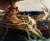 Painting of Ulysses tempted by sirens