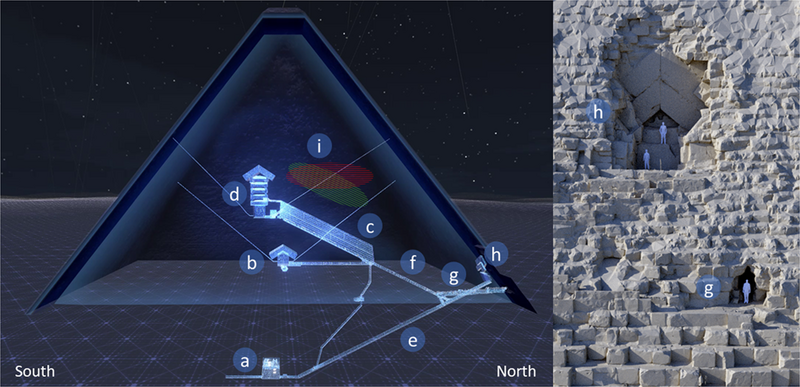 File:East-West cut view of the Great Pyramid and front view of the North face Chevron area.png