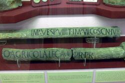 Ancient pipes in a museum case