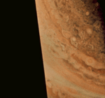 Cloud bands along the edge of Jupiter