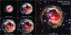 The red star from the opening image, set against a series of smaller images, each showing the brown cloud growing larger