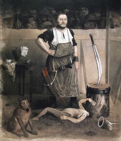 "Una probabile morte di Pinocchio", Walther Jervolino, oil on canvas.jpg