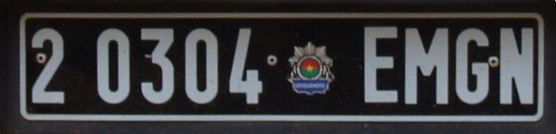 File:Burkina Faso Gendarmerie Staff Vehicle license plate.jpg