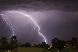 Cloud to ground lightning strikes south-west of Wagga Wagga.jpg