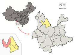 Location of Yulong within Yunnan (China).png