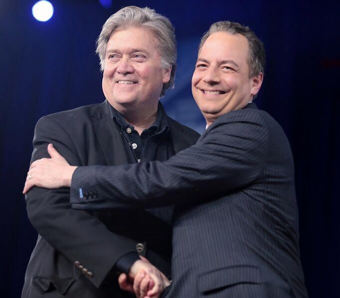 File:White House Chief of Staff Reince Priebus and WH Chief Strategist Steve Bannon shake hands at 2017 Conservative Political Action Conference (CPAC).jpg
