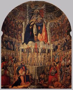 Antonio Vivarini Coronación de la Virgen 1444 San Pantaleone, Venecia.jpg