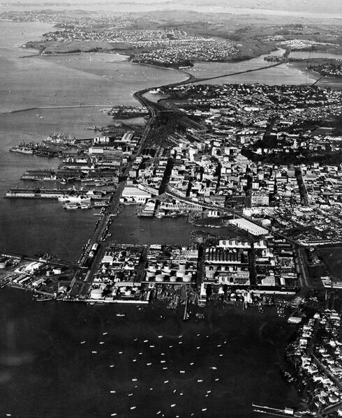 File:Auckland CBD And Waterfront In The 1950s.jpg