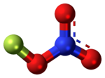 Ball-and-stick model of the fluorine nitrate molecule