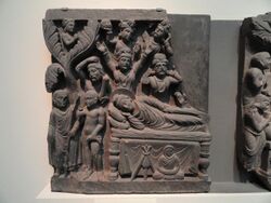 Four Scenes from the Life of the Buddha - Parinirvana - Kushan dynasty, late 2nd to early 3rd century AD, Gandhara, schist - Freer Gallery of Art - DSC05119.JPG