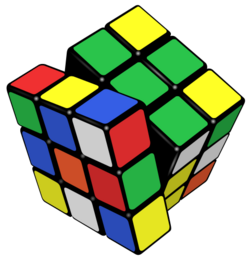 A partially turned Rubik's cube
