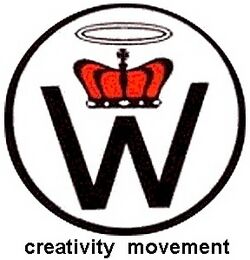 Letter W, crown and halo inside a black circle