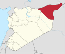 Map of Syria with Al-Hasakah Governorate highlighted
