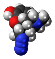 Space-filling model of the azidomorphine molecule