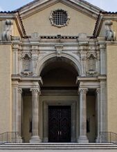 Entrance to Bridges Hall of Music, a Spanish Renaissance revival building