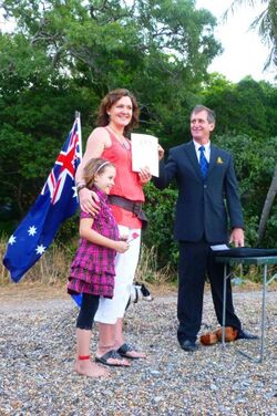Citizenship ceremony on beach near Cooktown, Queensland. 2012.jpg