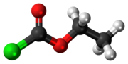 Ball-and-stick model of the ethyl chloroformate molecule