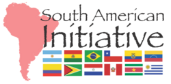 South American Map Showing the countries and flags that form this part of the continent with the name of organization.png