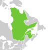 Symphyotrichum laurentianum distribution map: Canada — New Brunswick, Prince Edward Island, and Québec on the south shores of the Gulf of St. Lawrence.