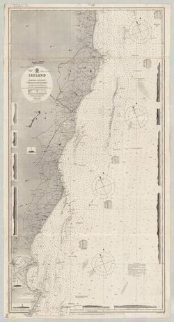 Admiralty Chart No 1787 Ireland Wexford to Wicklow, Published 1875