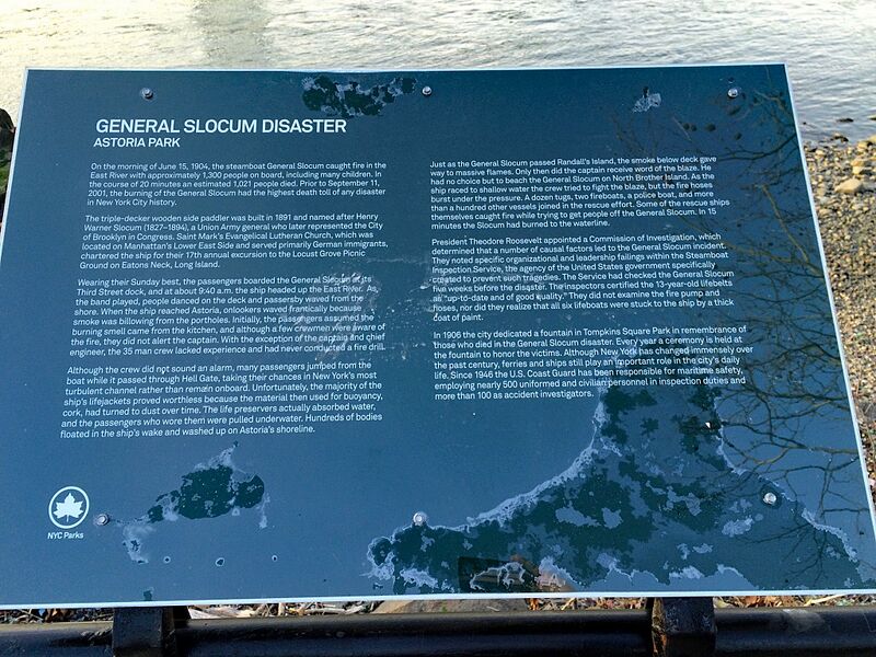 File:"General Slocum" Disaster marker - Astoria Park, Queens.jpg