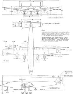 3-view line drawing of the Lockheed C-121C Constellation