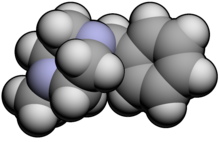 Space-filling model of the methylbenzylpiperazine molecule