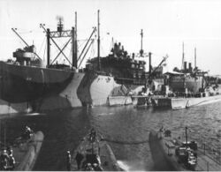 USS Anthedon (AS-24) docked at Fremantle, Australia, on 26 January 1945 (80-G-0863).jpg