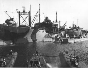 USS Anthedon (AS-24) docked at Fremantle, Australia, on 26 January 1945 (80-G-0863).jpg