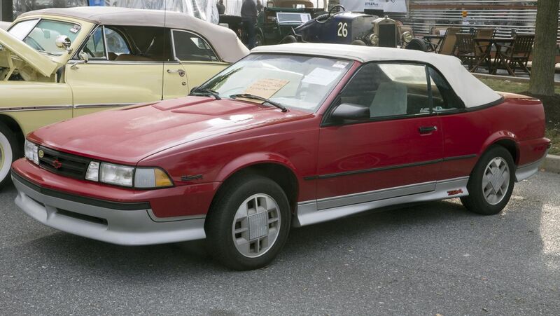File:1989 Chevrolet Cavalier Z24 Convertible in Dark Red, front left (Hershey 2019).jpg
