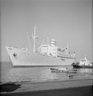 Aankomst van het schip SS Zion in de haven, Bestanddeelnr 255-2157.jpg