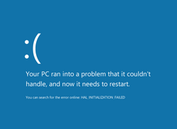 The Blue Screen of Death on Windows 8 and 8.1.