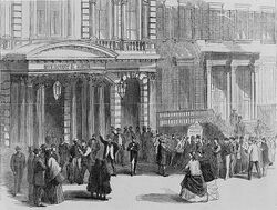 Buying tickets for a Charles Dickens reading at Steinway Hall, New York, New York, 1867.jpg