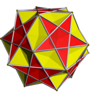 Compound of small ditrigonal icosidodecahedron and the compound of five cubes.png